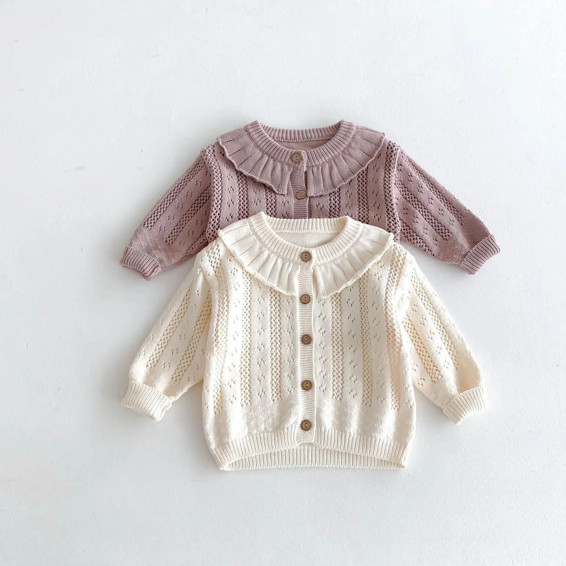 Ruffle Collar Knit Cardigan