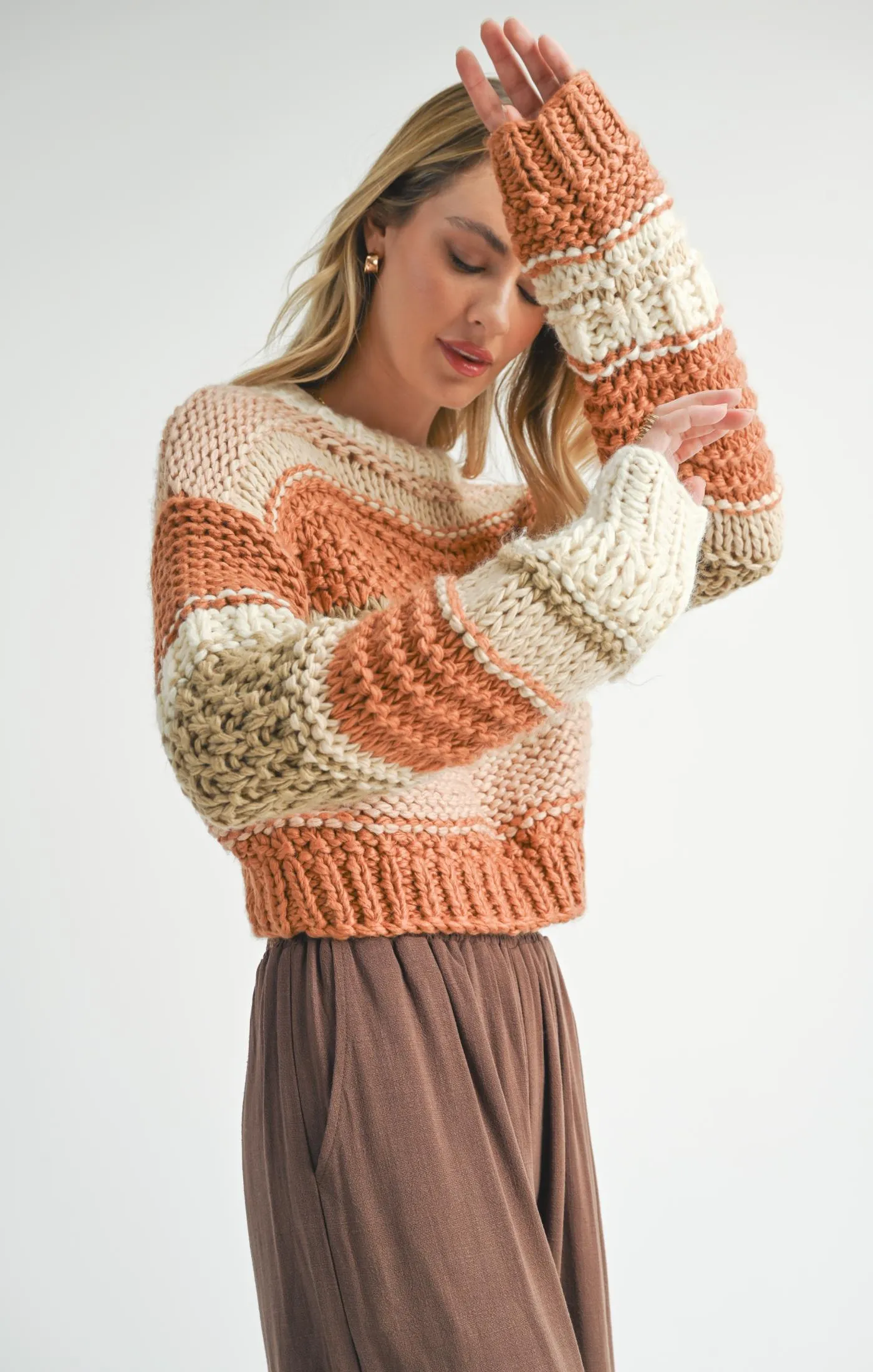 Sadie And Sage Butter Pecan Chunky Sweater