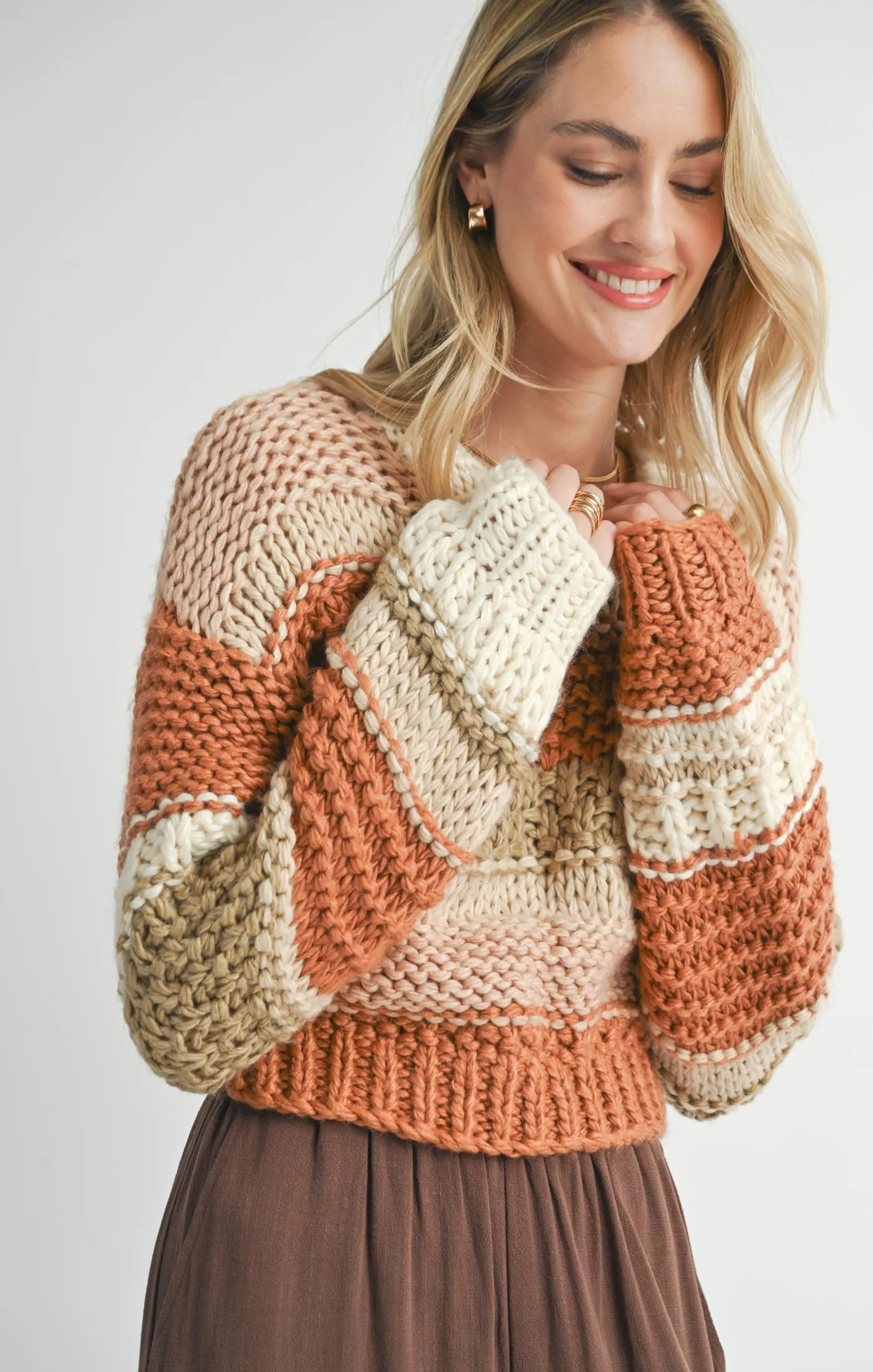 Sadie And Sage Butter Pecan Chunky Sweater