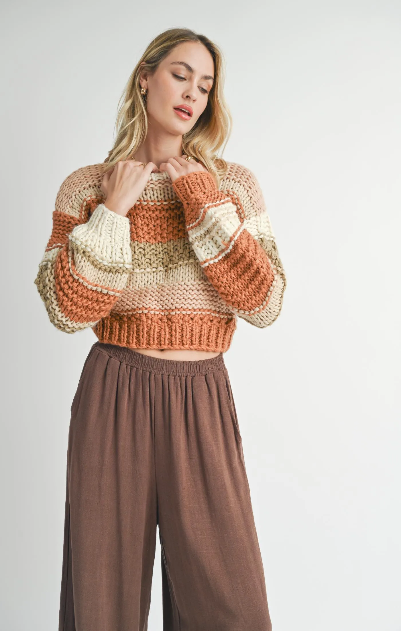 Sadie And Sage Butter Pecan Chunky Sweater