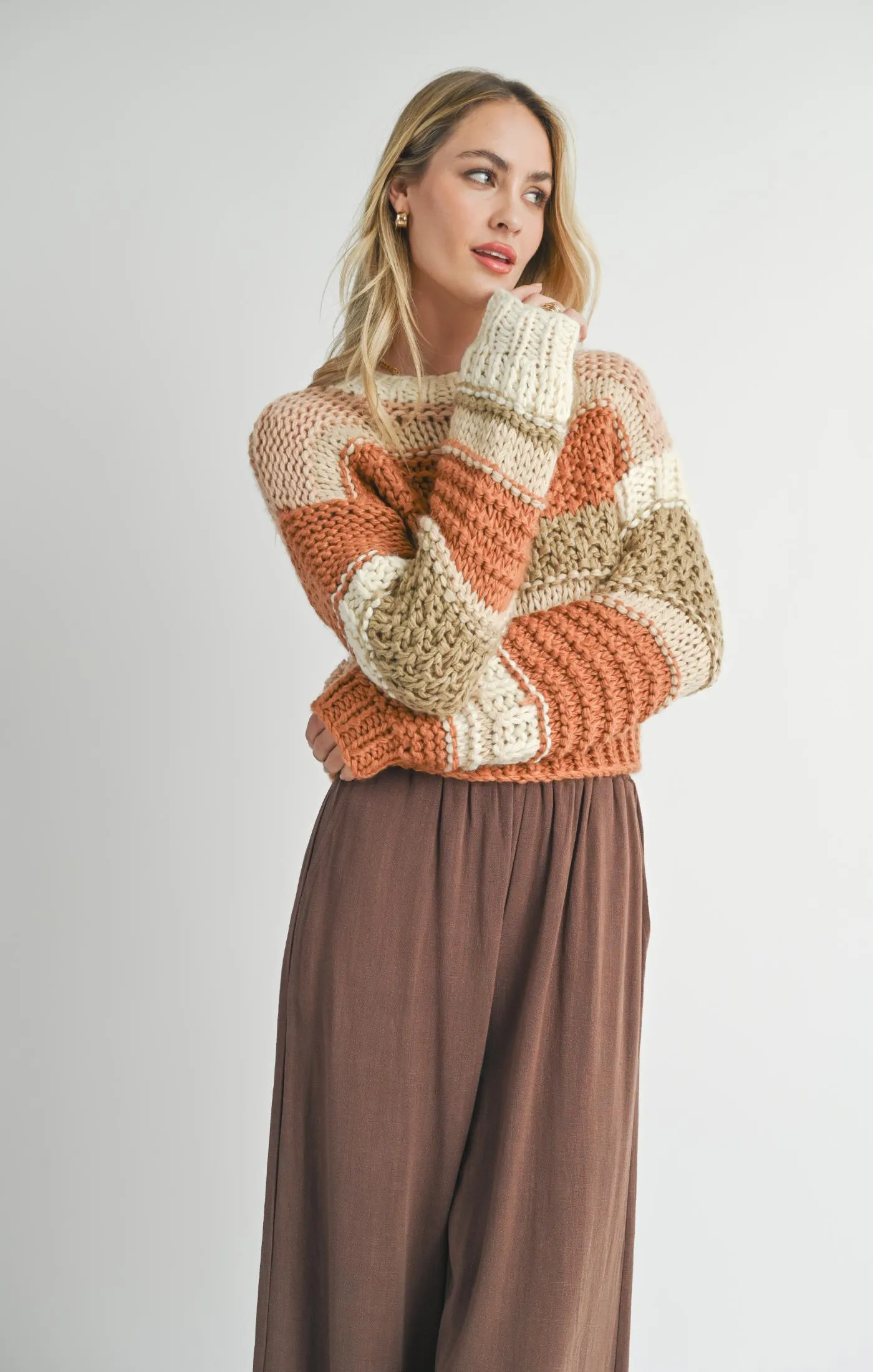 Sadie And Sage Butter Pecan Chunky Sweater