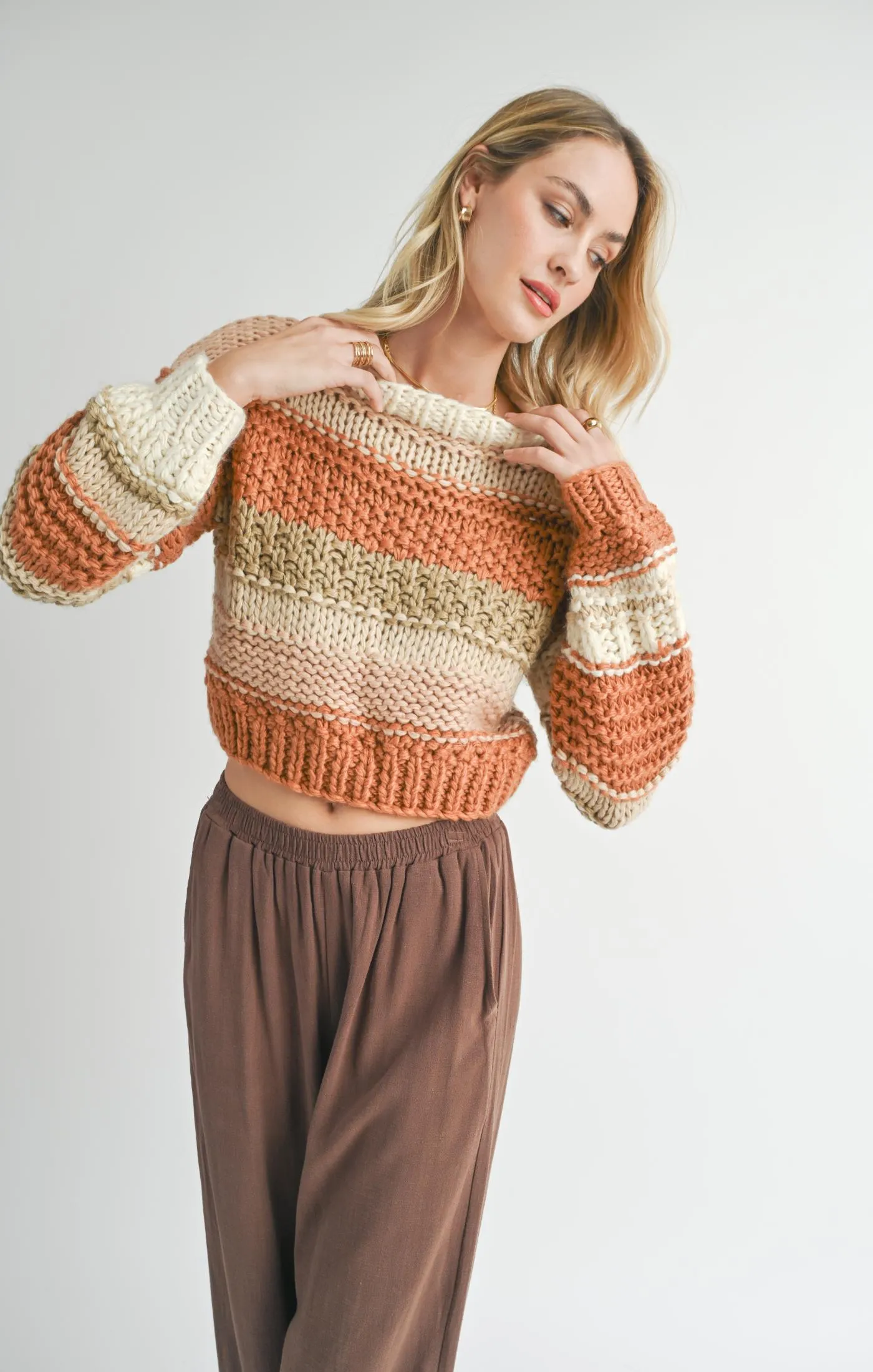 Sadie And Sage Butter Pecan Chunky Sweater