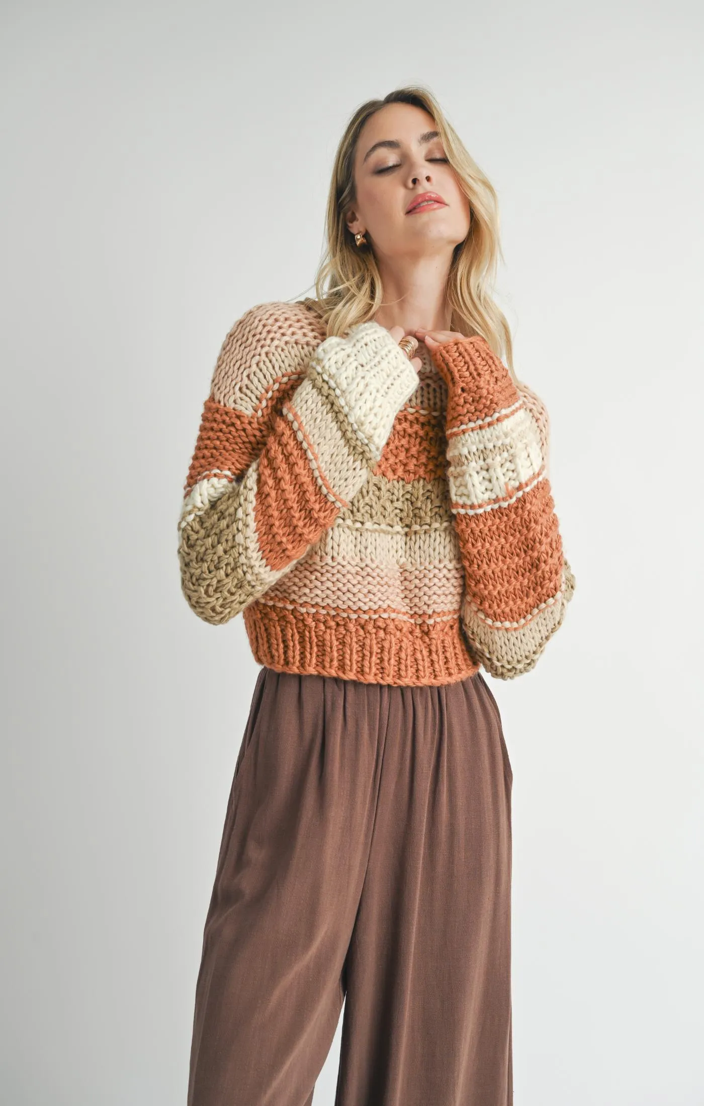 Sadie And Sage Butter Pecan Chunky Sweater