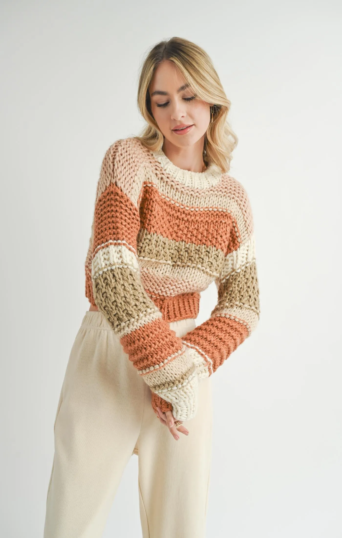 Sadie And Sage Butter Pecan Chunky Sweater