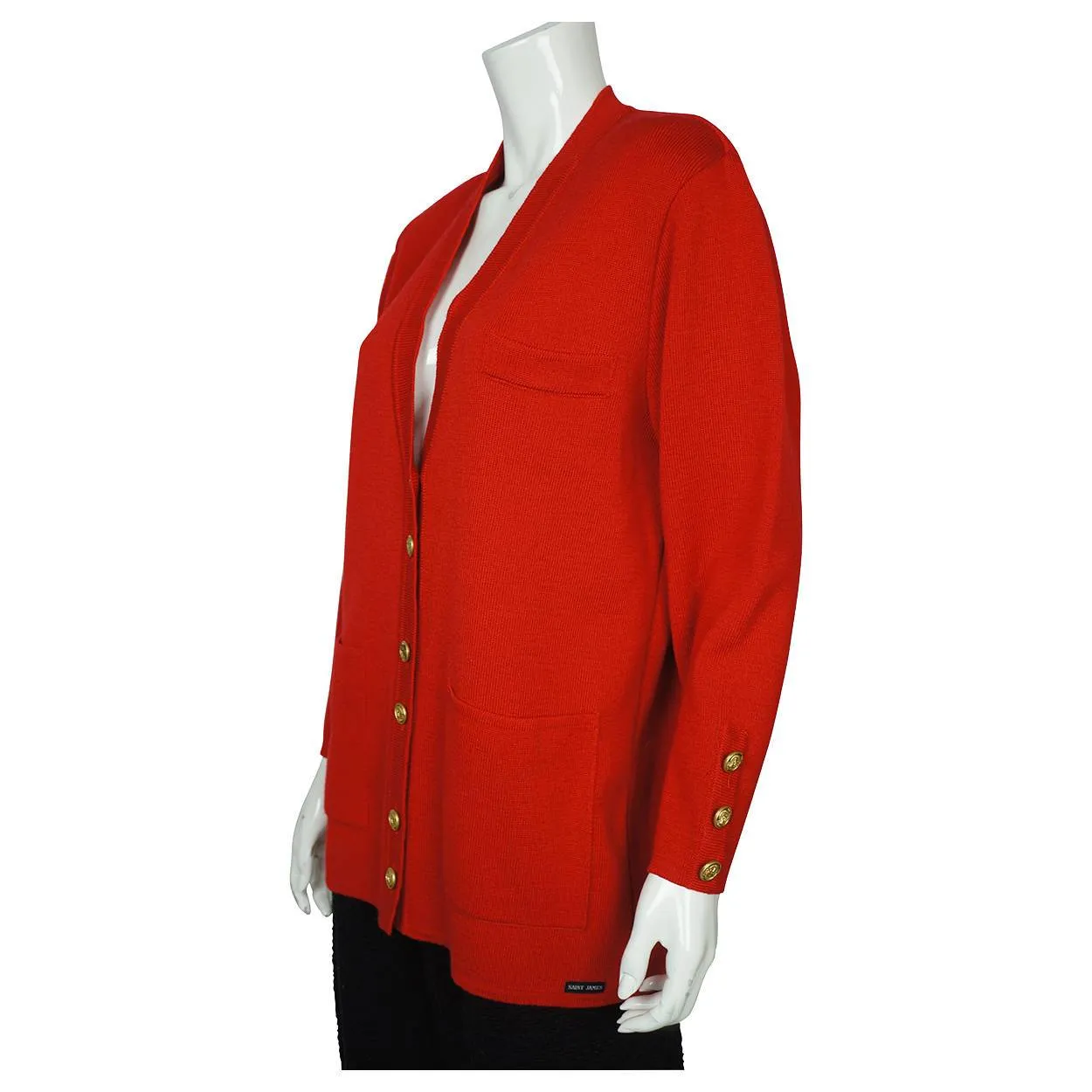 Saint James France Red Cardigan Sweater Wool Knit Yacht Wear Ladies US Size 12