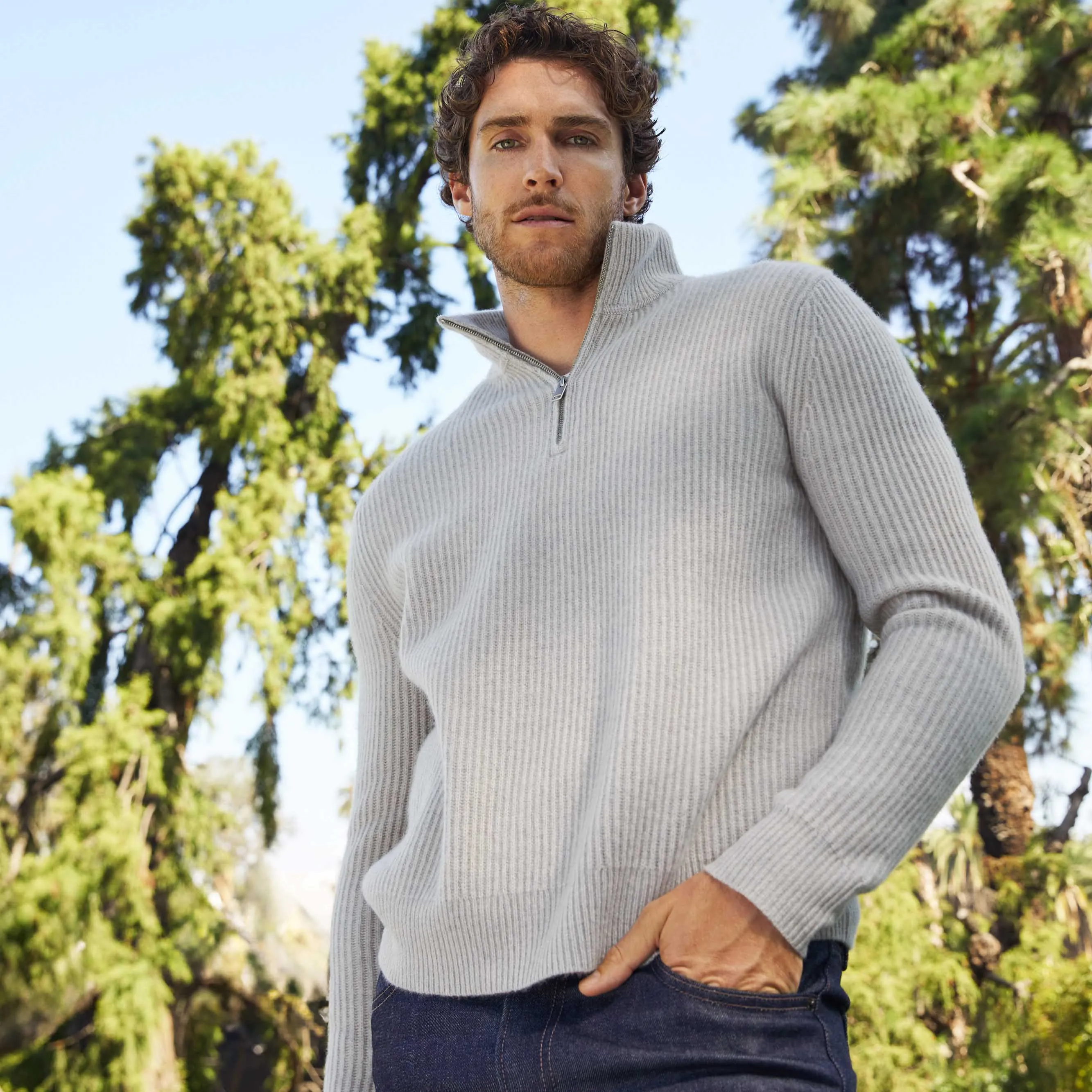 Shane Chunky Cashmere Quarter Zip Pullover