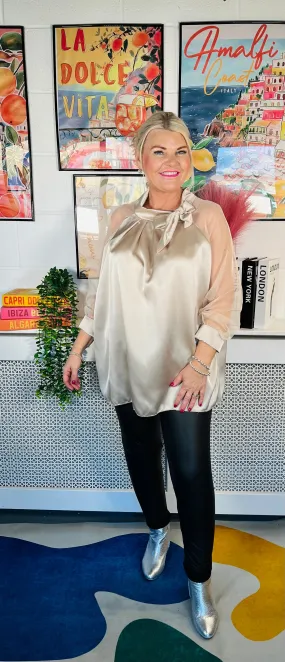 Sheridan Bow Blouse - Champagne