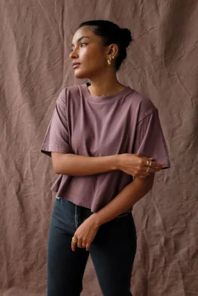 SHORT SLEEVE CROP TEE PLUM SMOKE