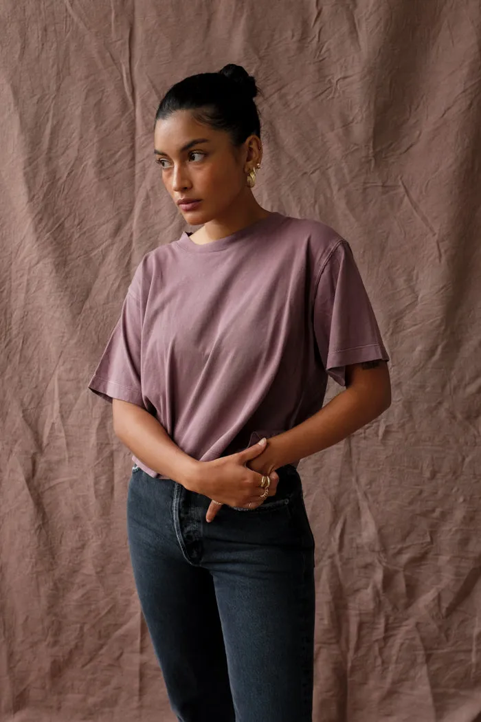 SHORT SLEEVE CROP TEE PLUM SMOKE