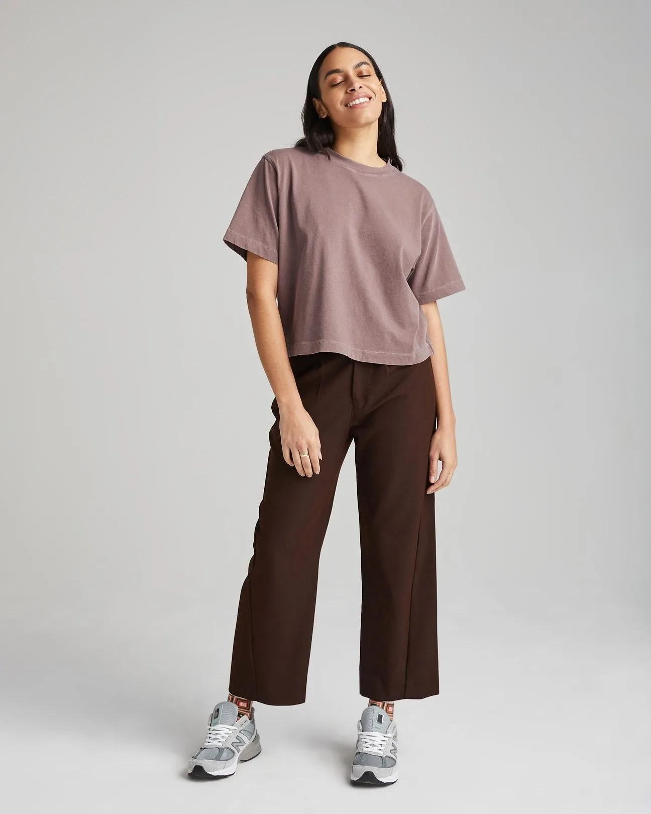 SHORT SLEEVE CROP TEE PLUM SMOKE