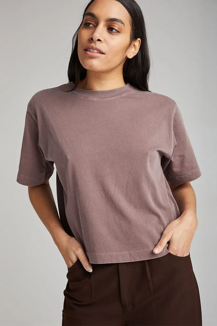 SHORT SLEEVE CROP TEE PLUM SMOKE