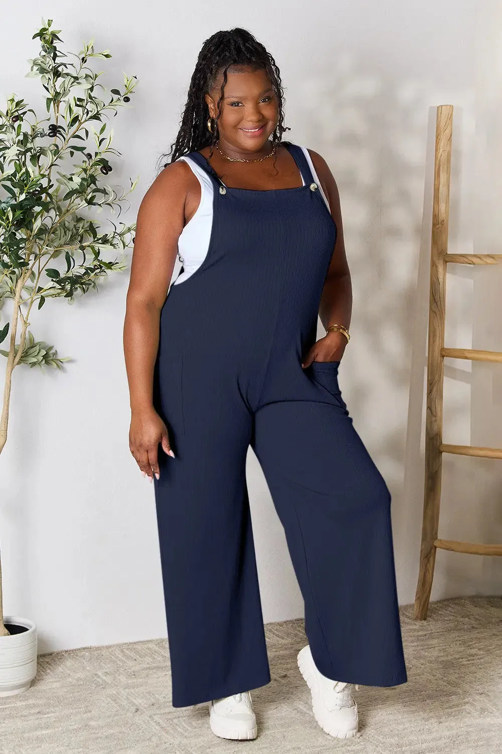 Size Inclusive Wide Strap Overall with Pockets