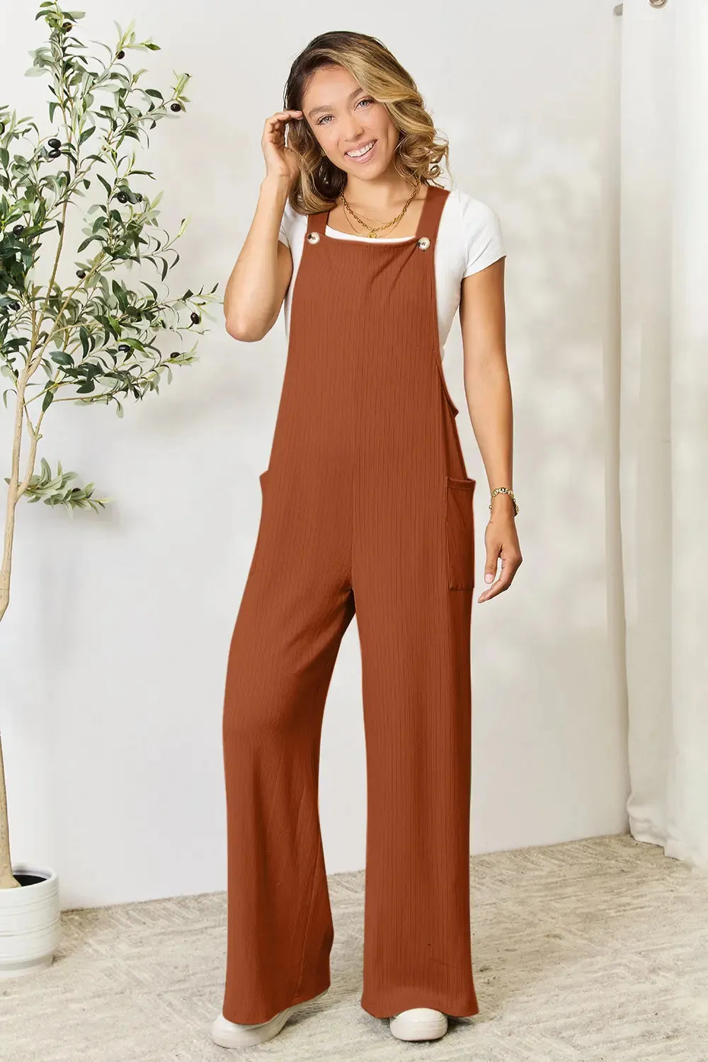 Size Inclusive Wide Strap Overall with Pockets