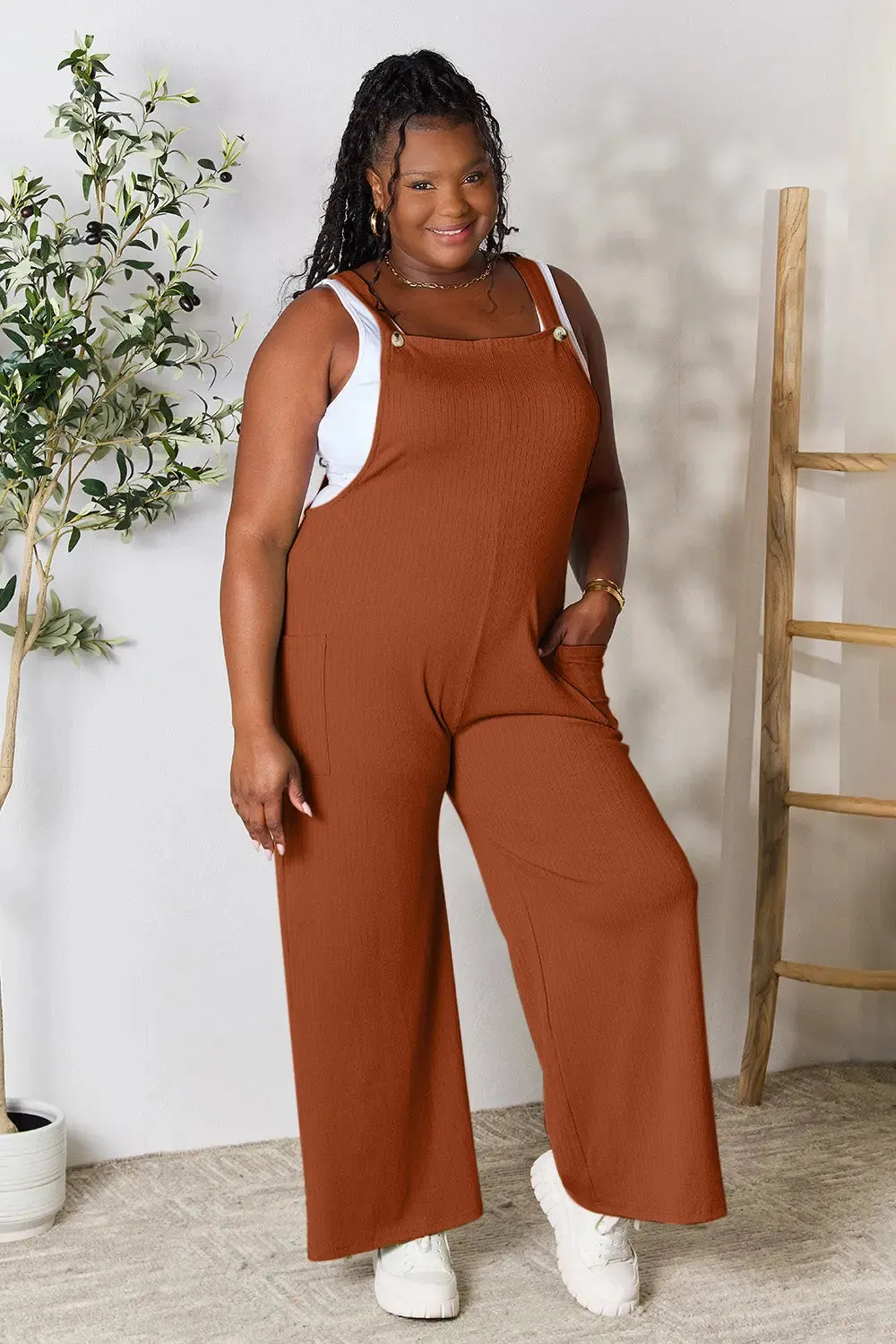 Size Inclusive Wide Strap Overall with Pockets