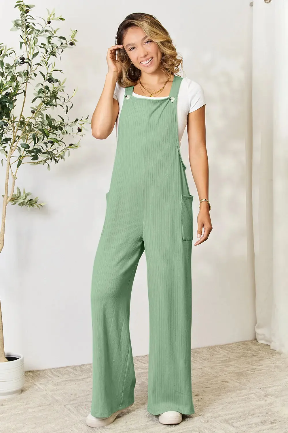 Size Inclusive Wide Strap Overall with Pockets