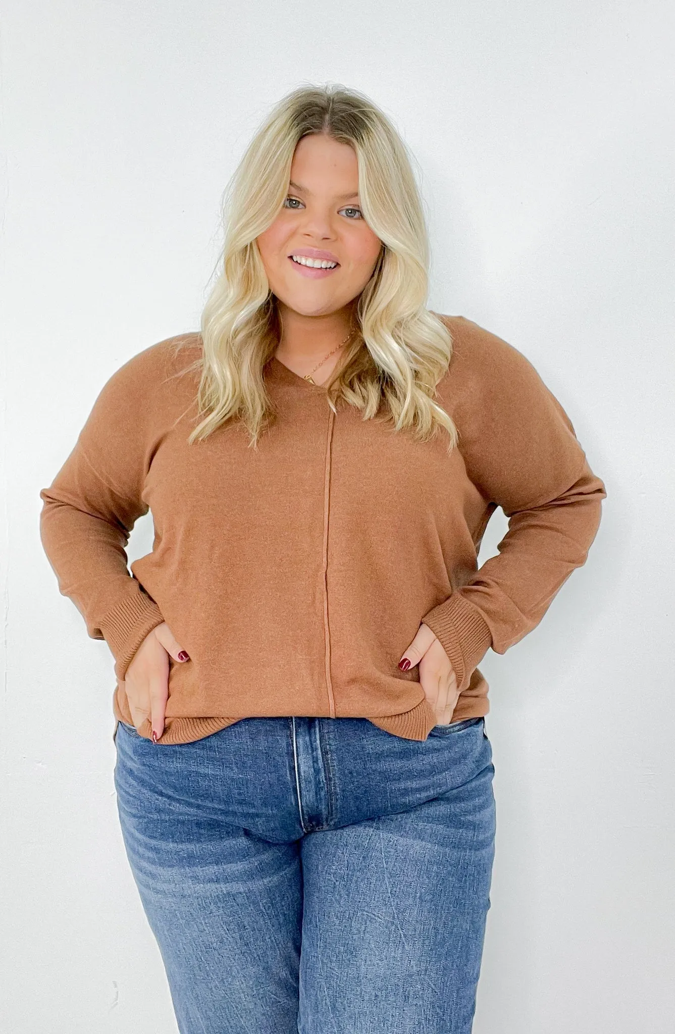 Soft Front Seam Curvy Sweater