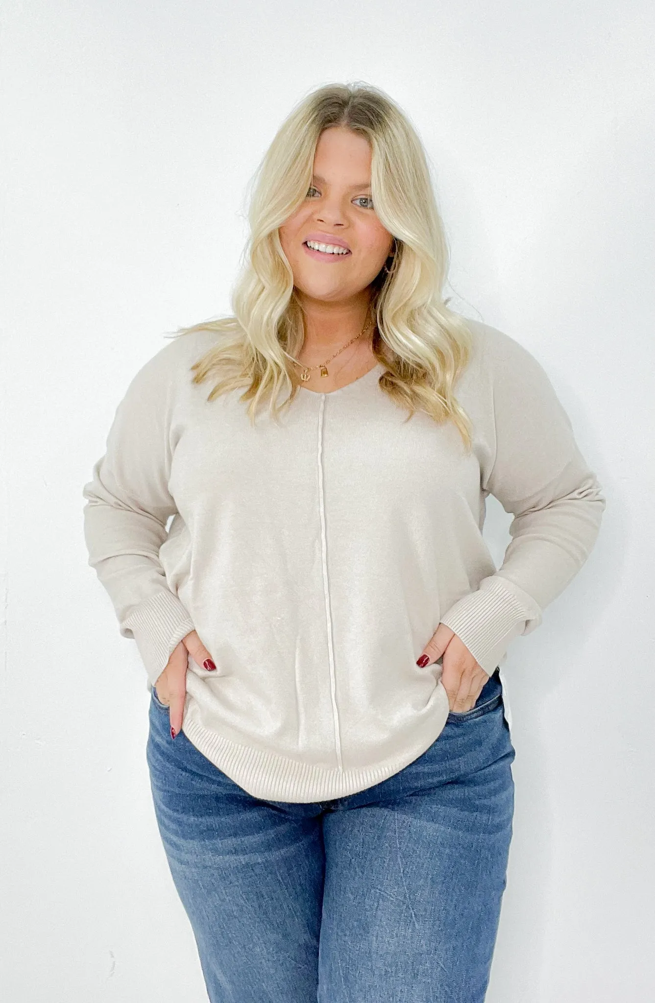 Soft Front Seam Curvy Sweater