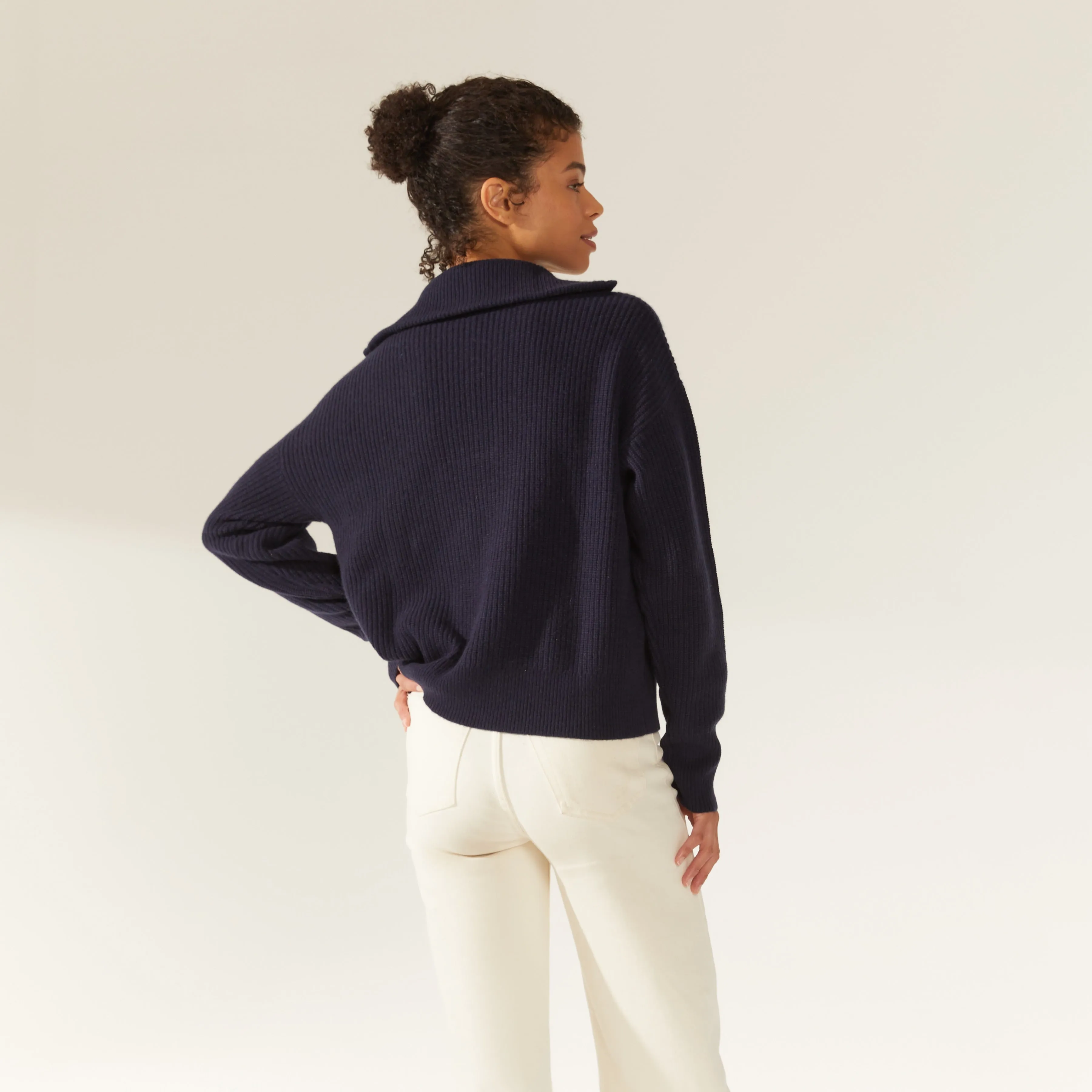 Sophia Chunky Cashmere Quarter Zip Pullover