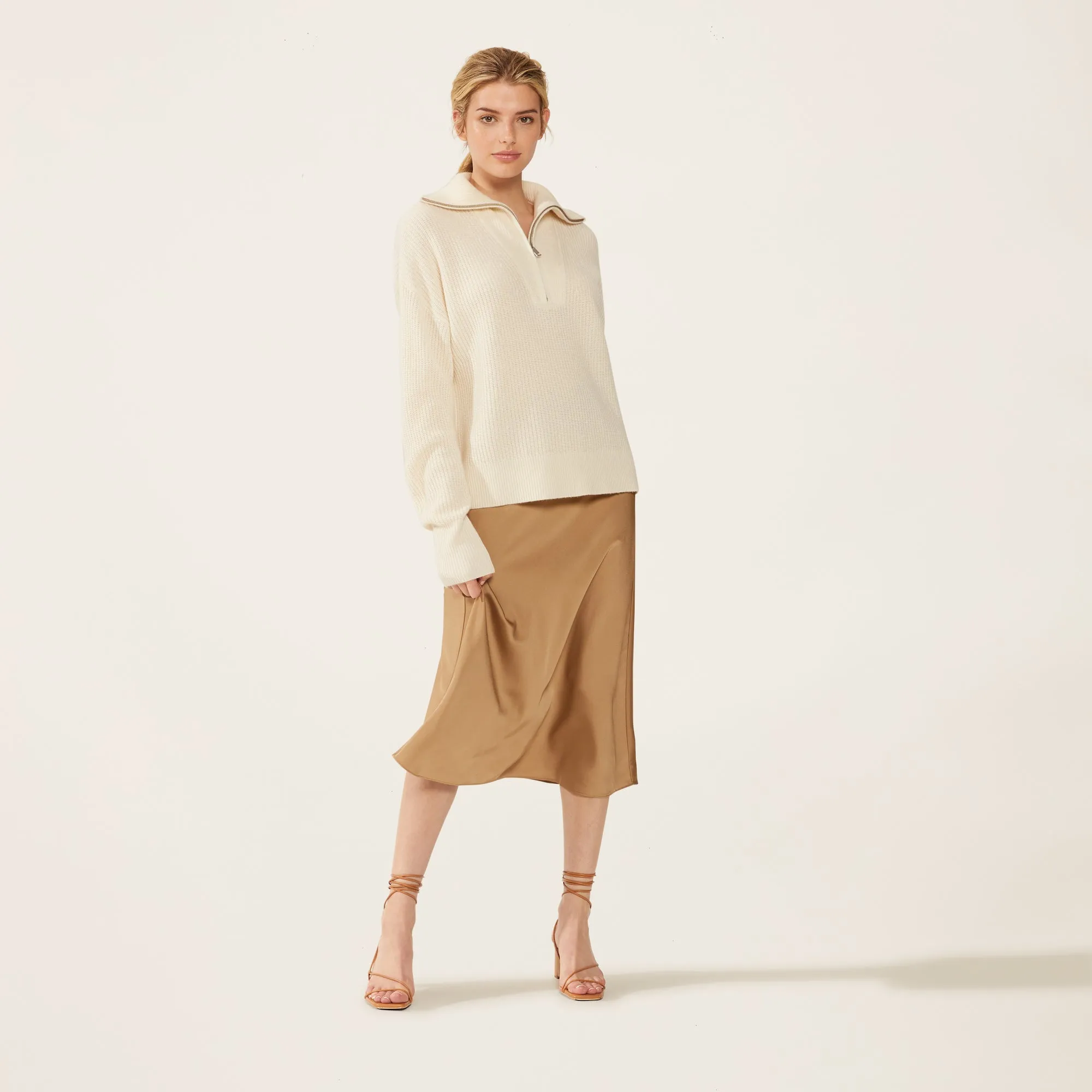 Sophia Chunky Cashmere Quarter Zip Pullover