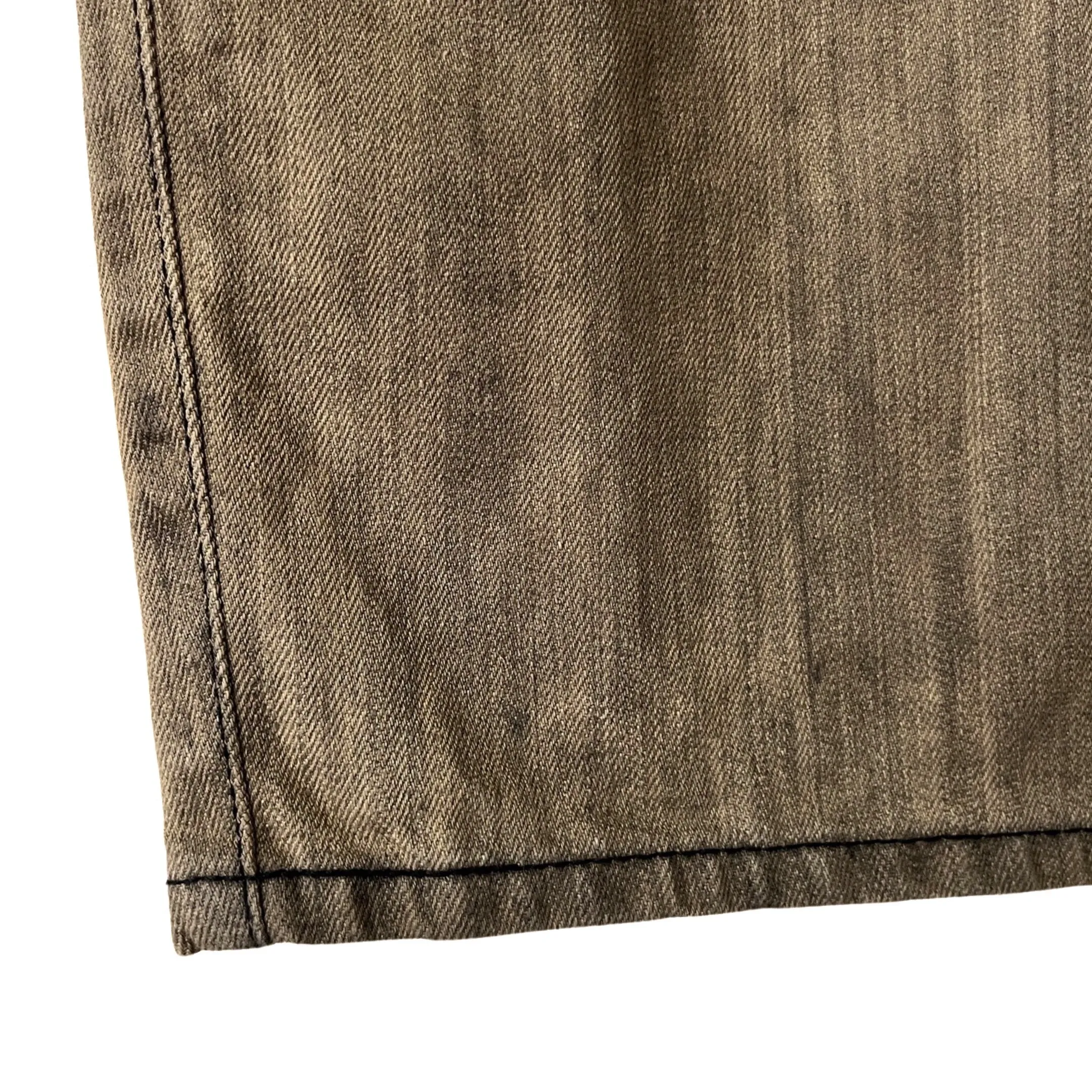 Straight Relaxed Jeans w/Crushed Velvet Trim in Patina / 33" x 34"