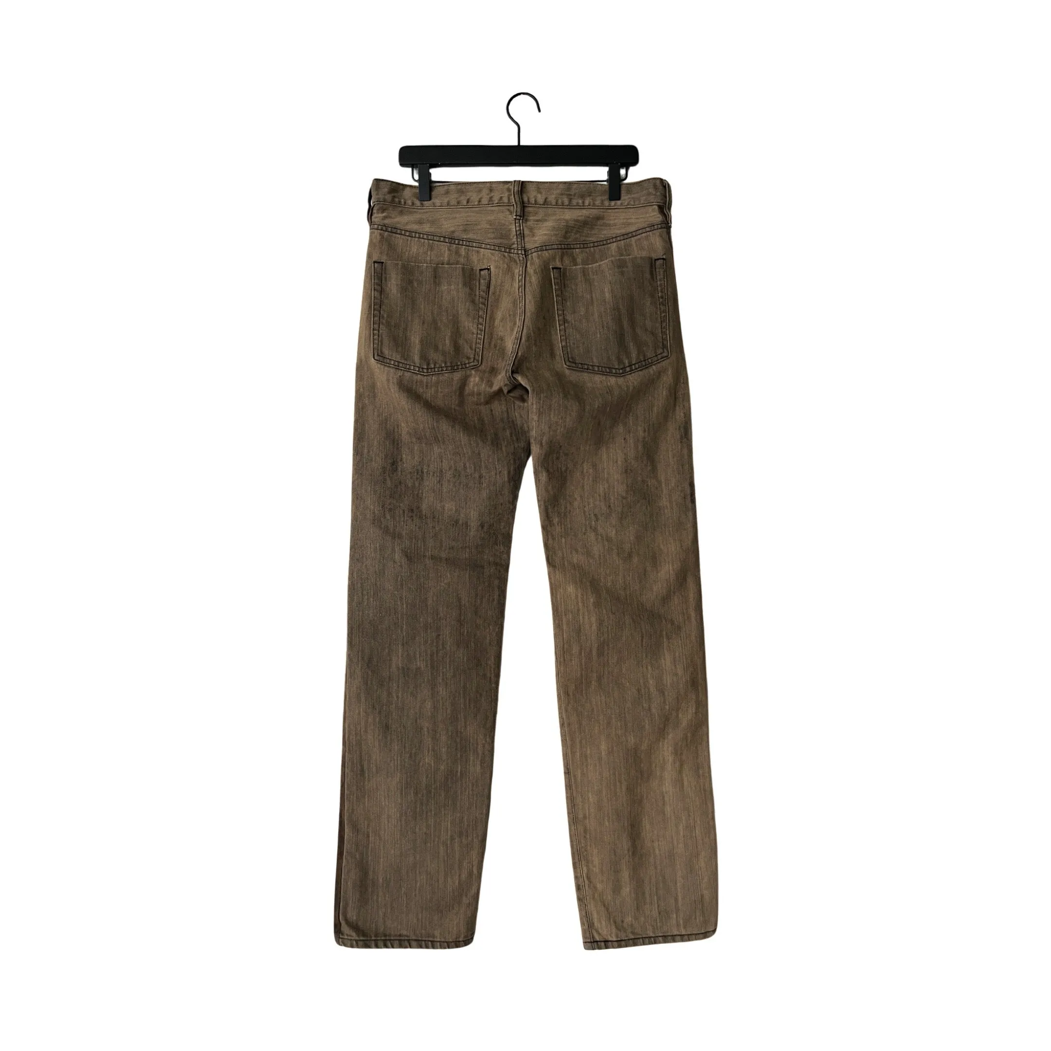 Straight Relaxed Jeans w/Crushed Velvet Trim in Patina / 33" x 34"