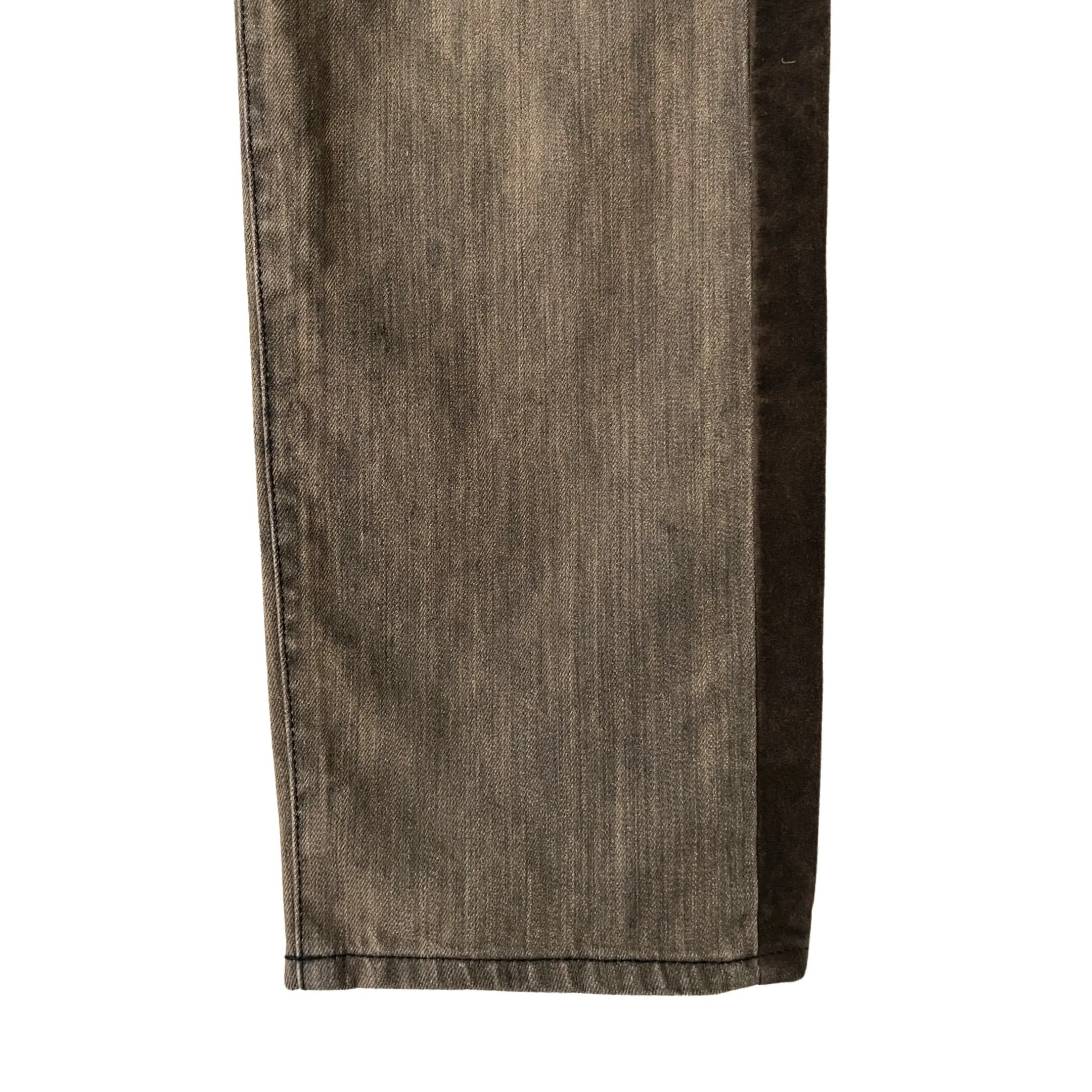 Straight Relaxed Jeans w/Crushed Velvet Trim in Patina / 33" x 34"