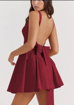 Summer French Bow Strap Dress