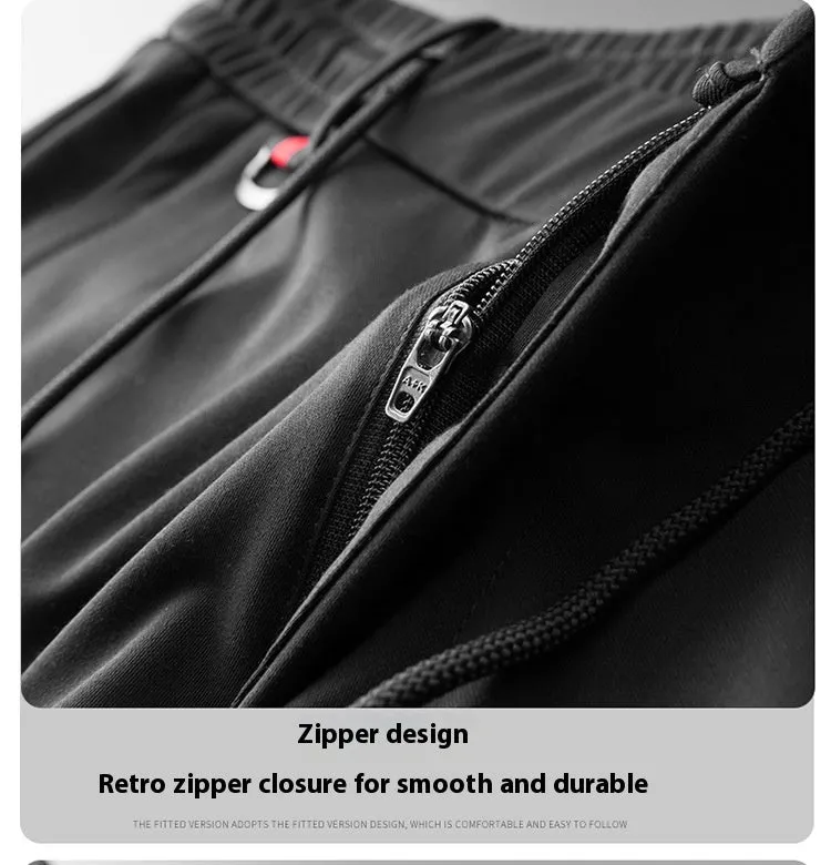 Summer Thin Elastic Waist Casual Pants Stretch Zipper Men's Pants