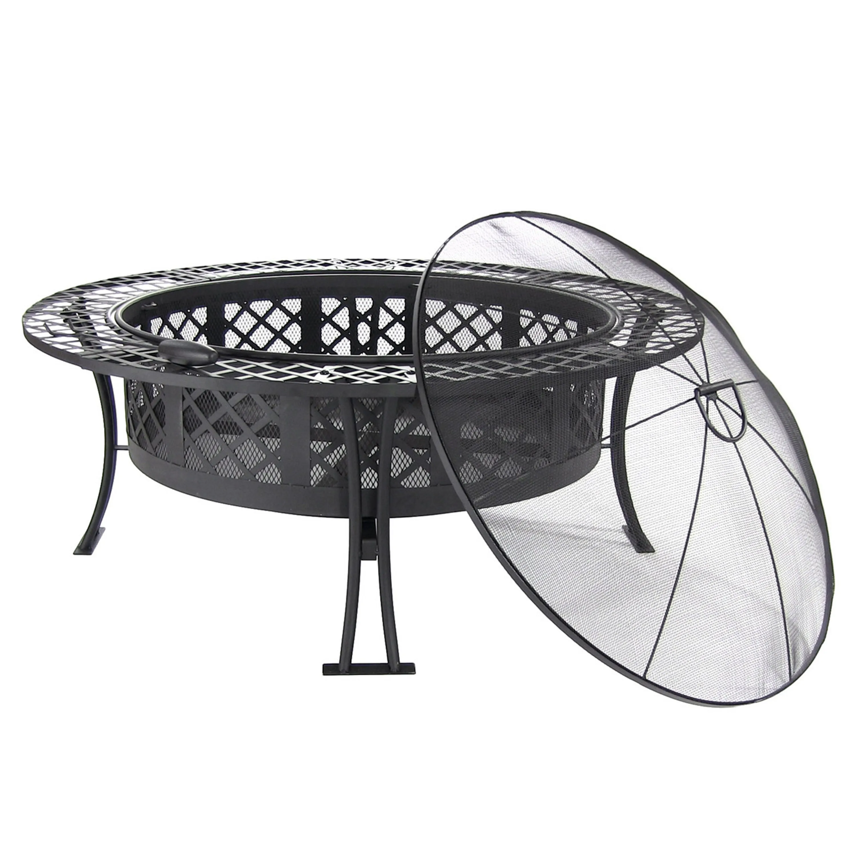 Sunnydaze 40" Diamond Weave Large Steel Fire Pit with Spark Screen