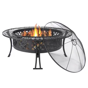 Sunnydaze 40" Diamond Weave Large Steel Fire Pit with Spark Screen