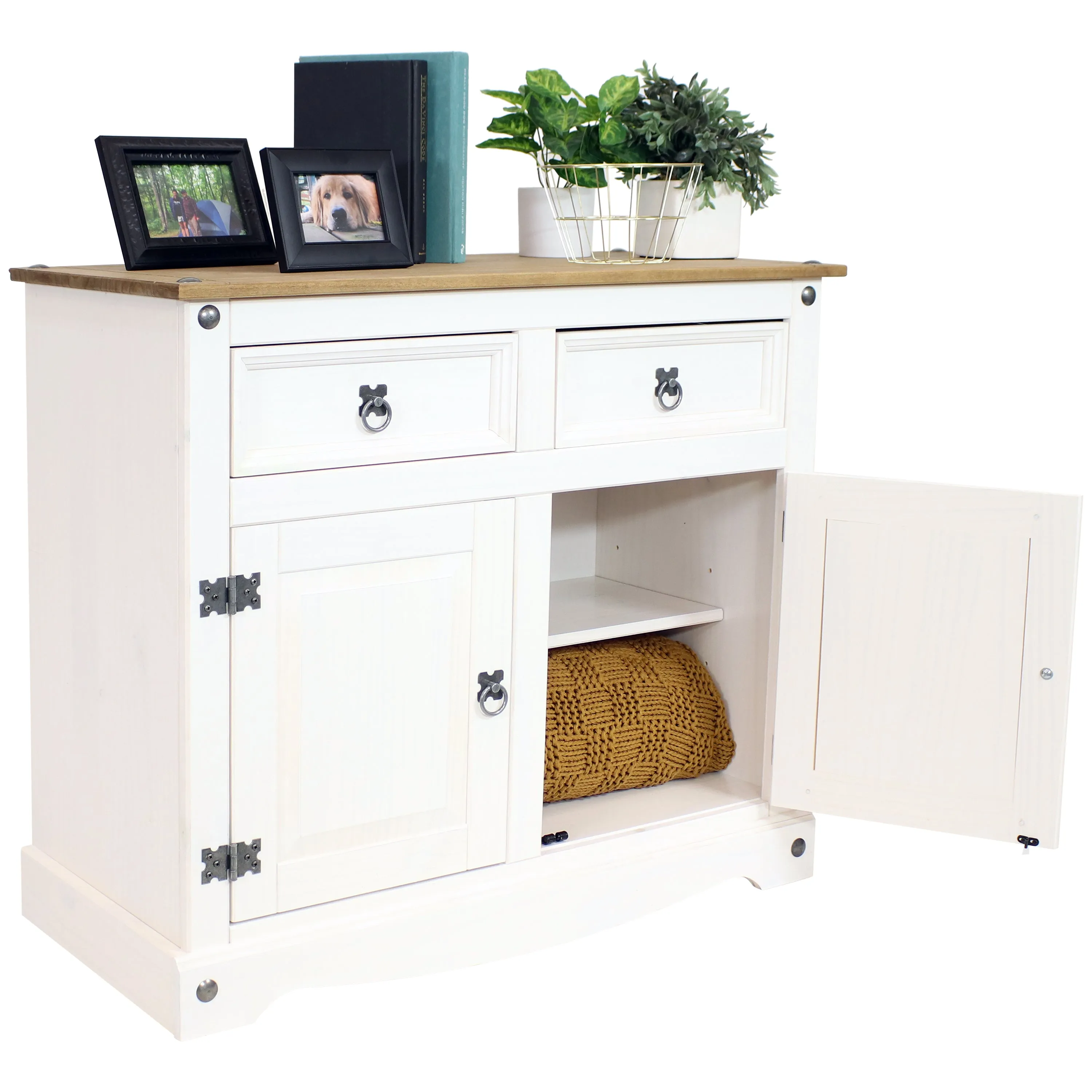 Sunnydaze Kitchen Sideboard Cabinet with 2 Drawers and 2 Doors - 31.5" H