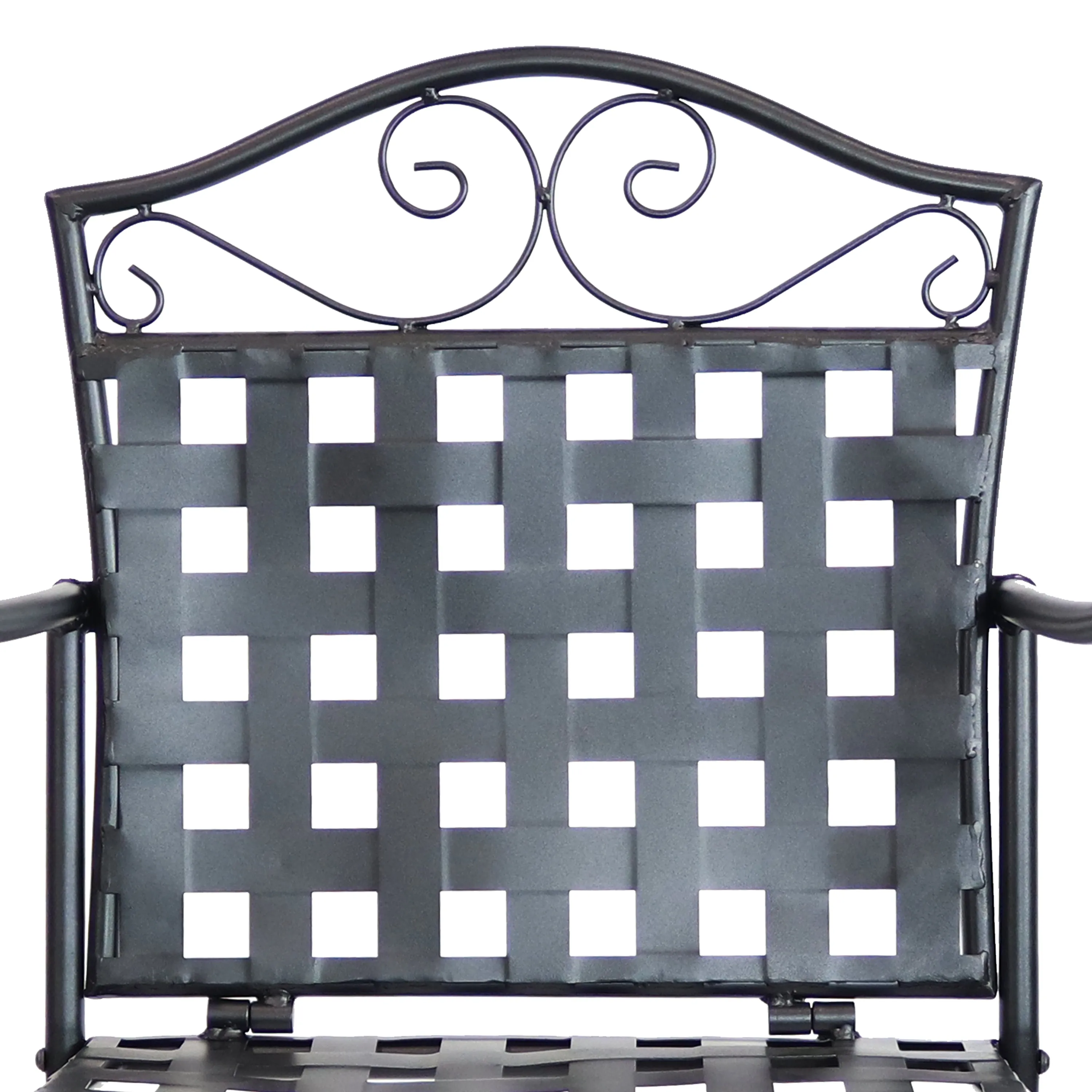 Sunnydaze Outdoor Black Wrought Iron Scrolling Bar Chairs - Set of 2