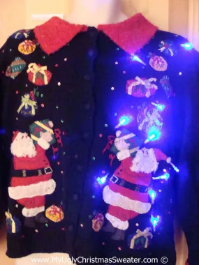 Tacky Xmas Sweater with Lights Santa and Gifts (g188)