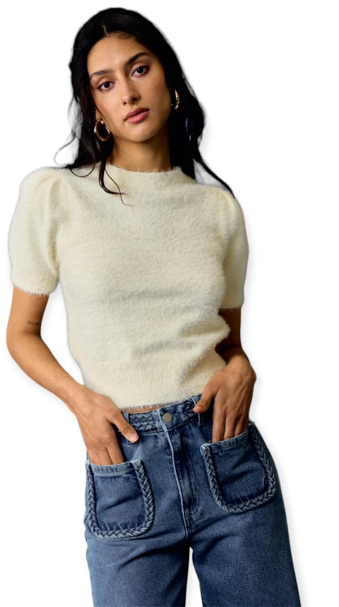 The Elena Fuzzy Soft Sweater Top