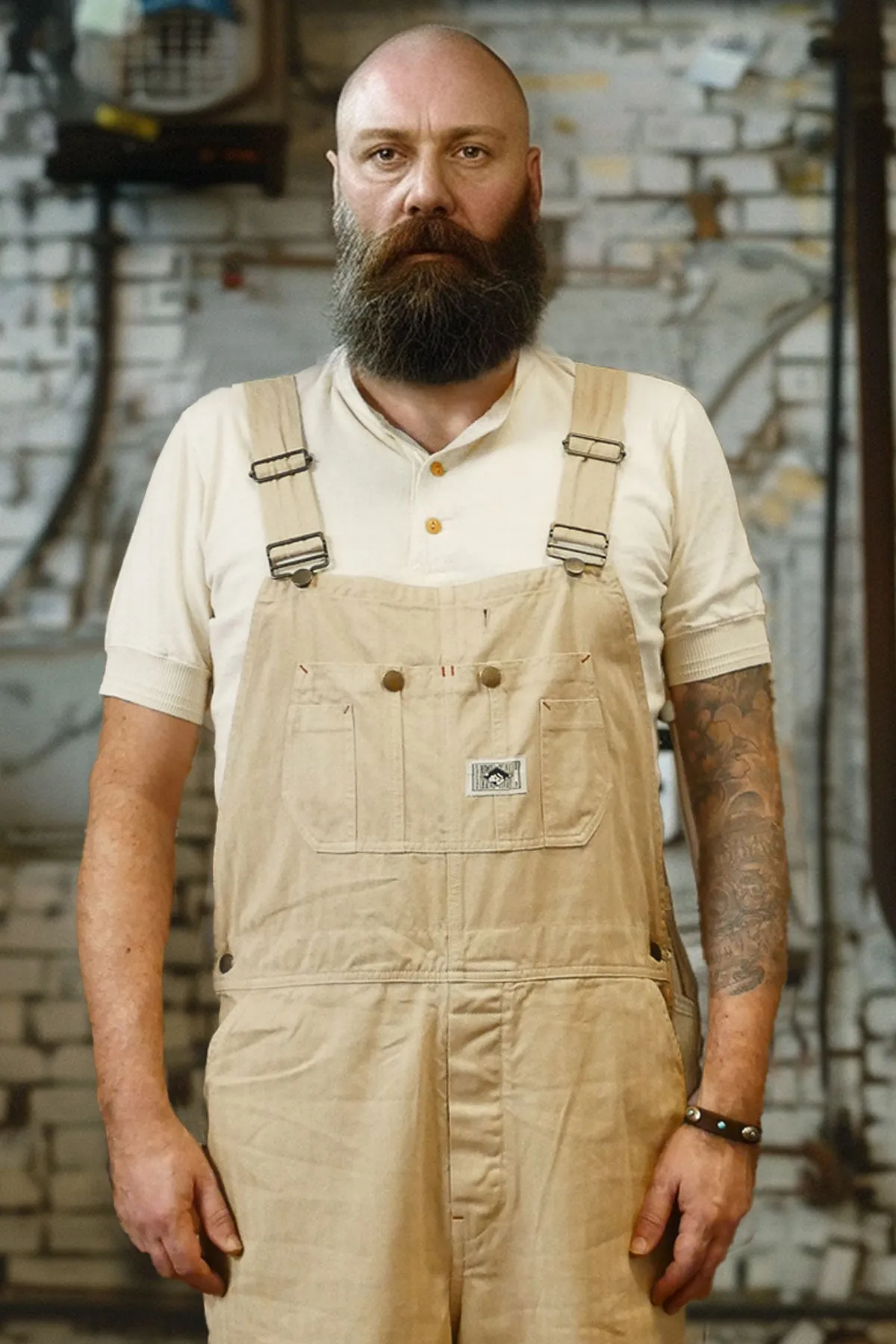 The Quartermaster - Italian Work Bib Overall HBT in Khaki