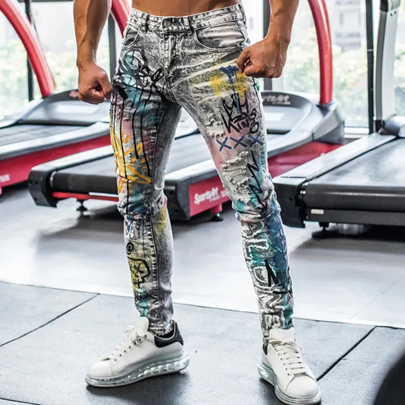 Tie Dye Print Slim Fit Jeans