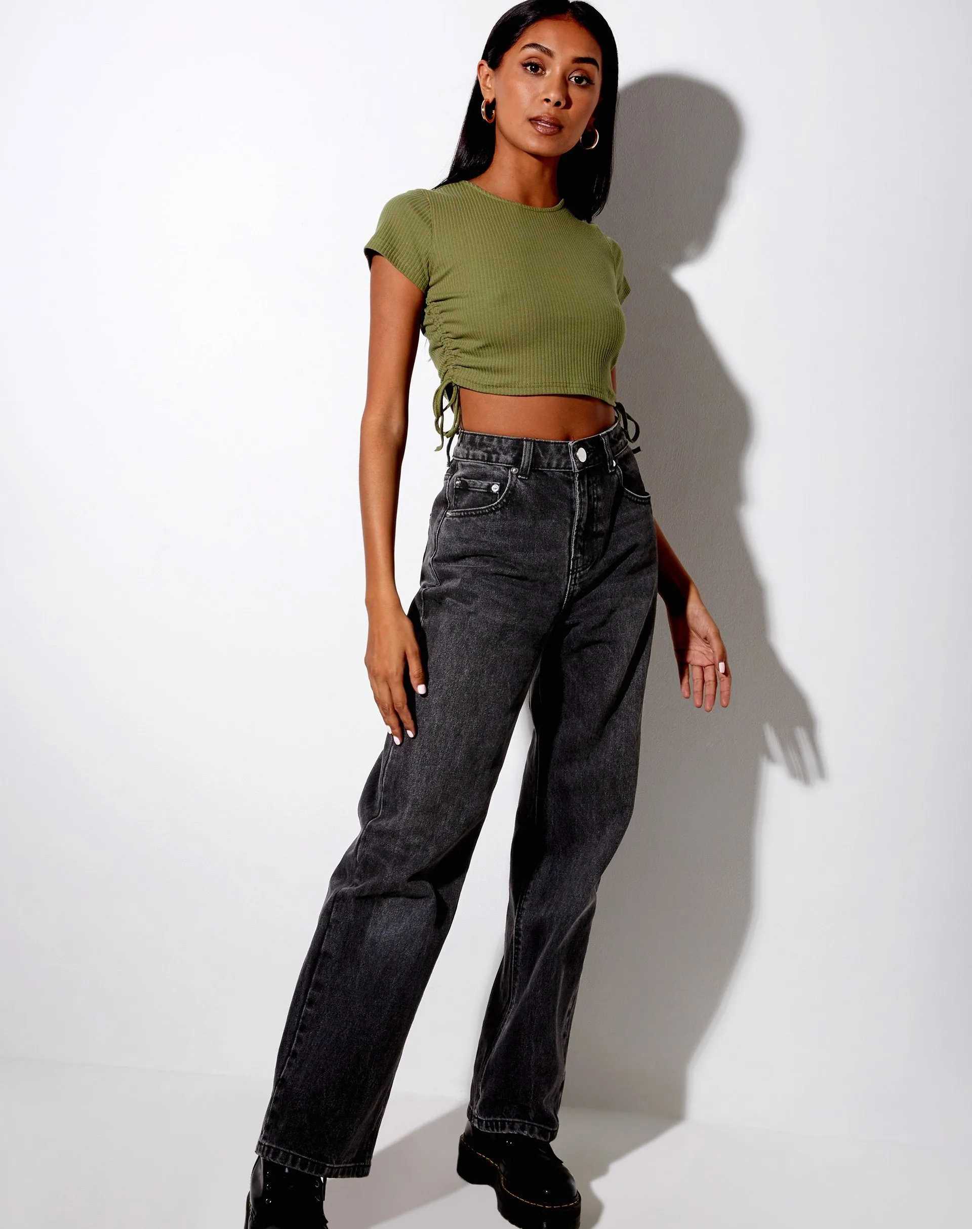 Tiner Crop Top in Rib Olive