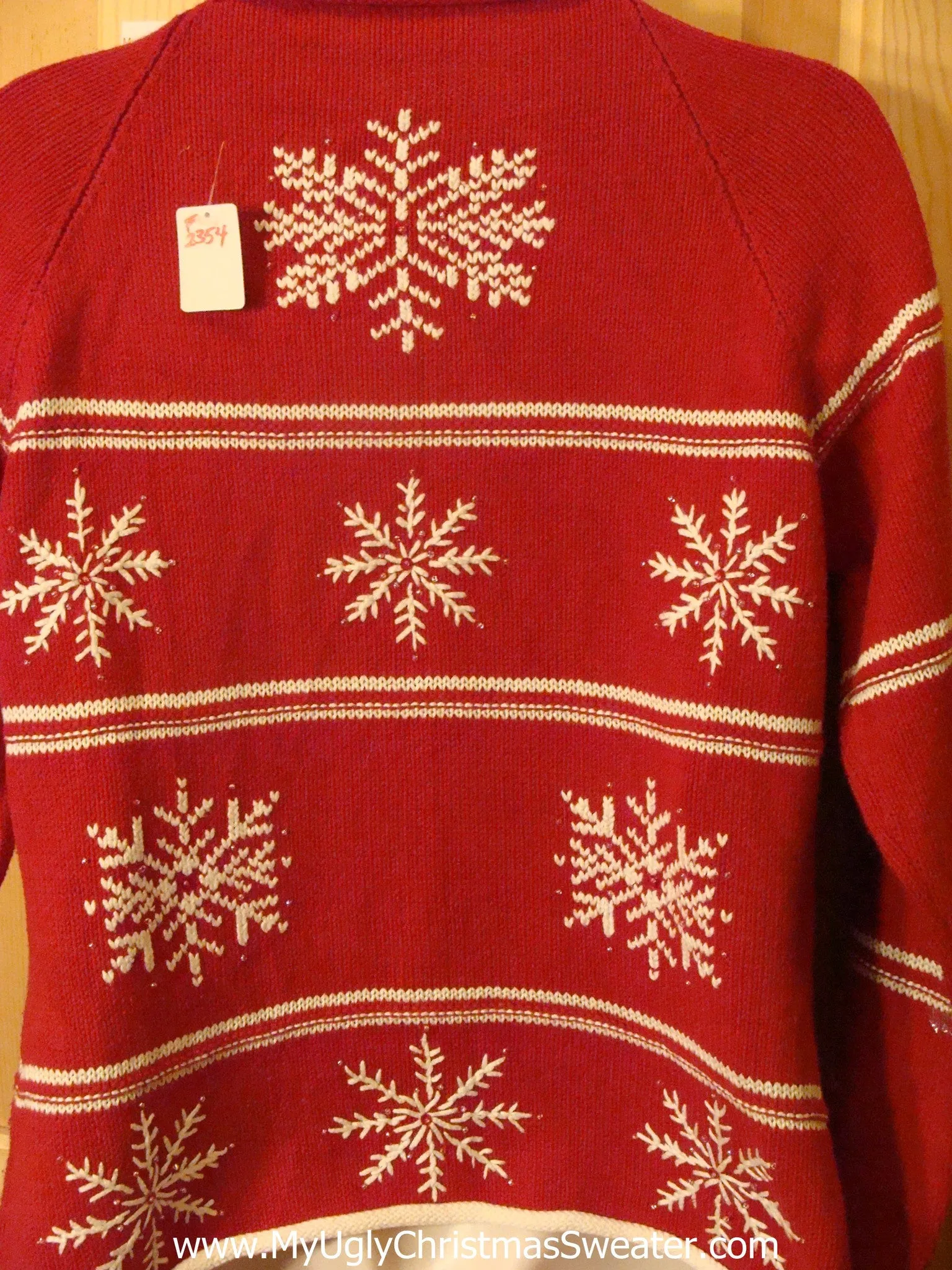 Ugly Red Christmas Sweater Pullover with Nordic Snowflakes