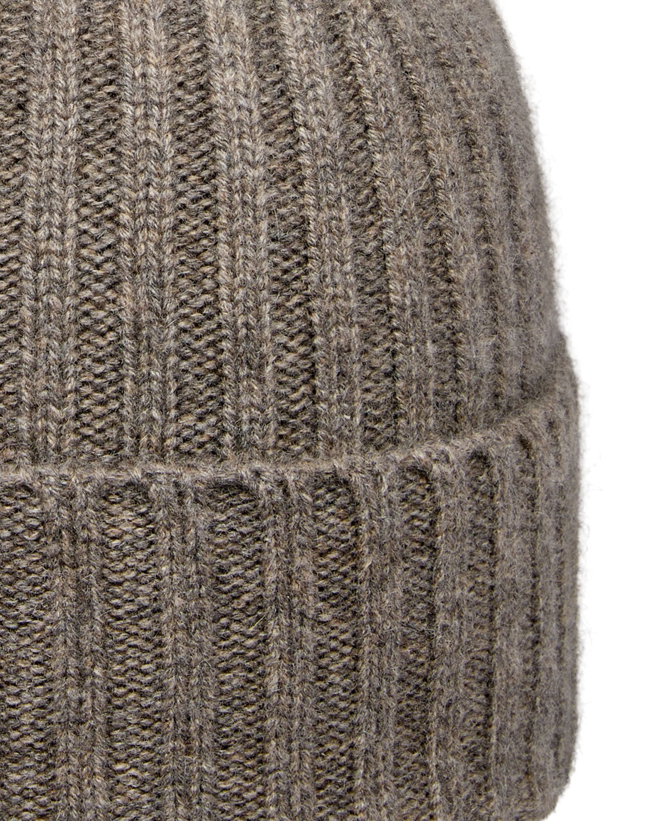 Unisex Chunky Ribbed Cashmere Hat Wood Smoke Brown