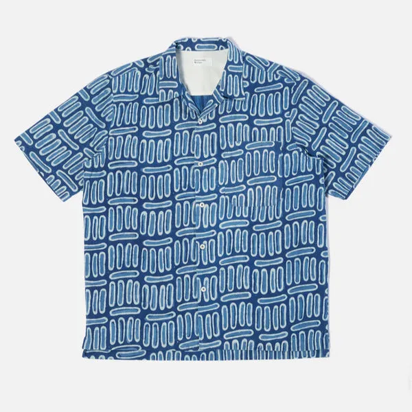 Universal Works Camp Shirt - Indigo Hand Print