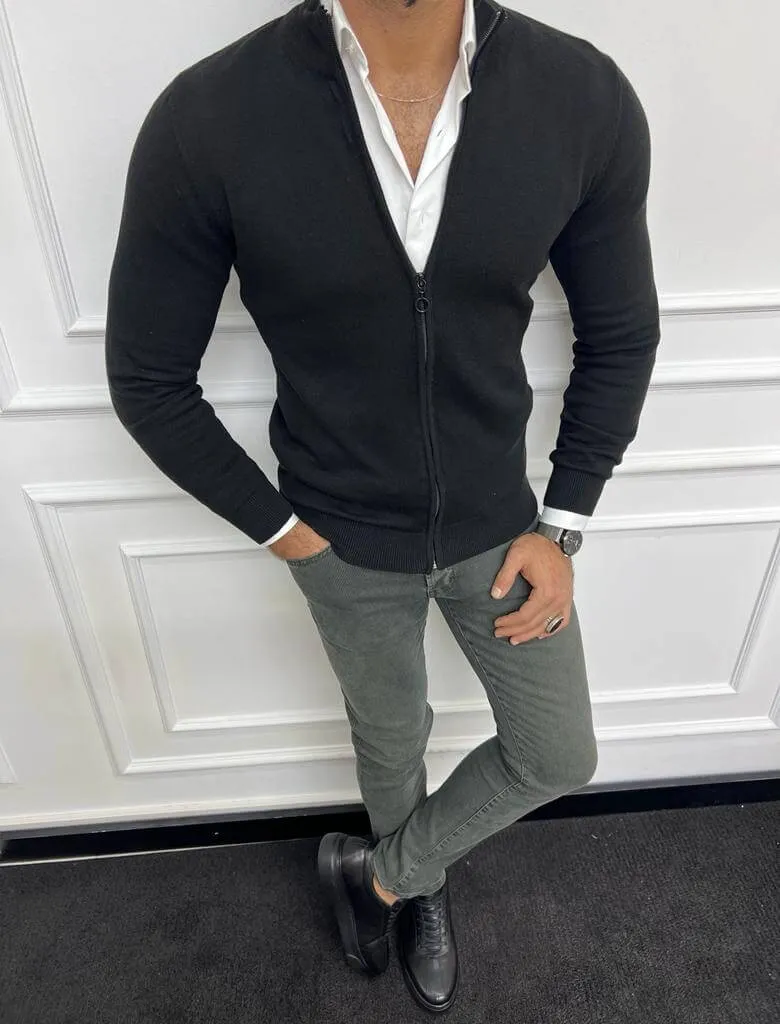 V-neck Black Cardigan