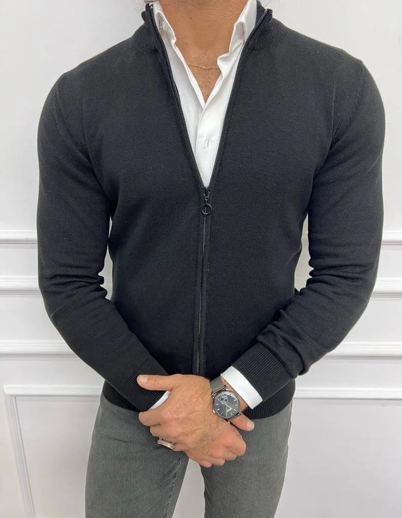 V-neck Black Cardigan