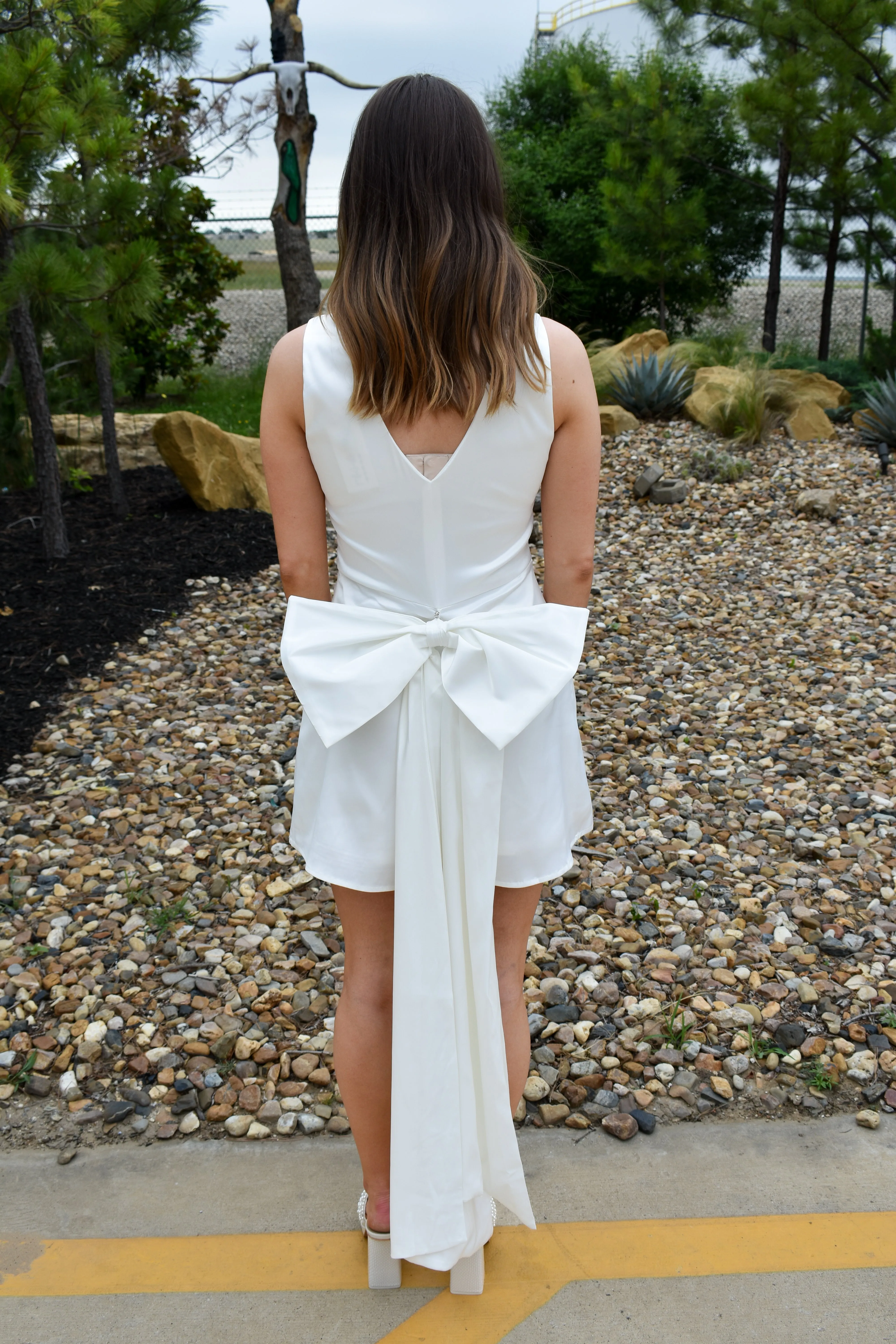 White Bow Detail Dress