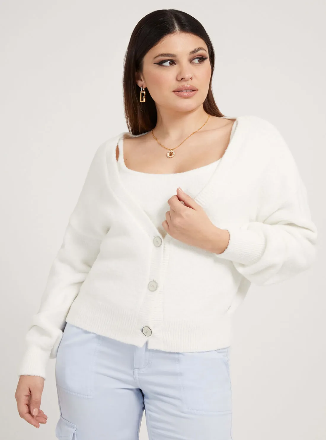 White Maddie Knit Cardigan