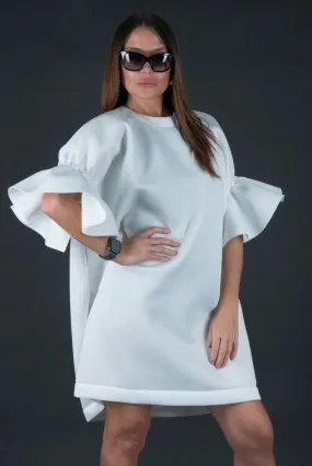 White Winter Neoprene Dress  ESTER