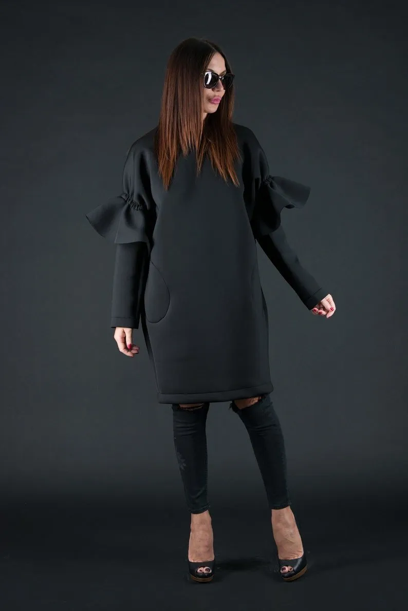 White Winter Neoprene Dress  ESTER