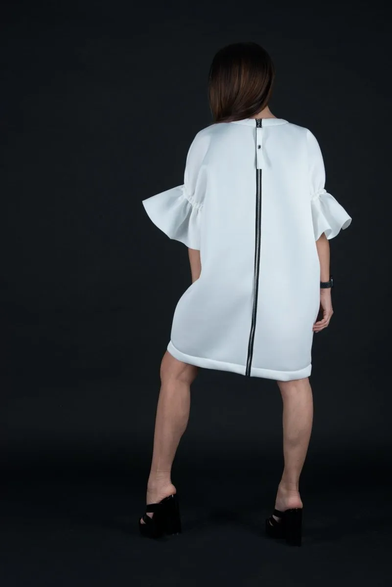 White Winter Neoprene Dress  ESTER