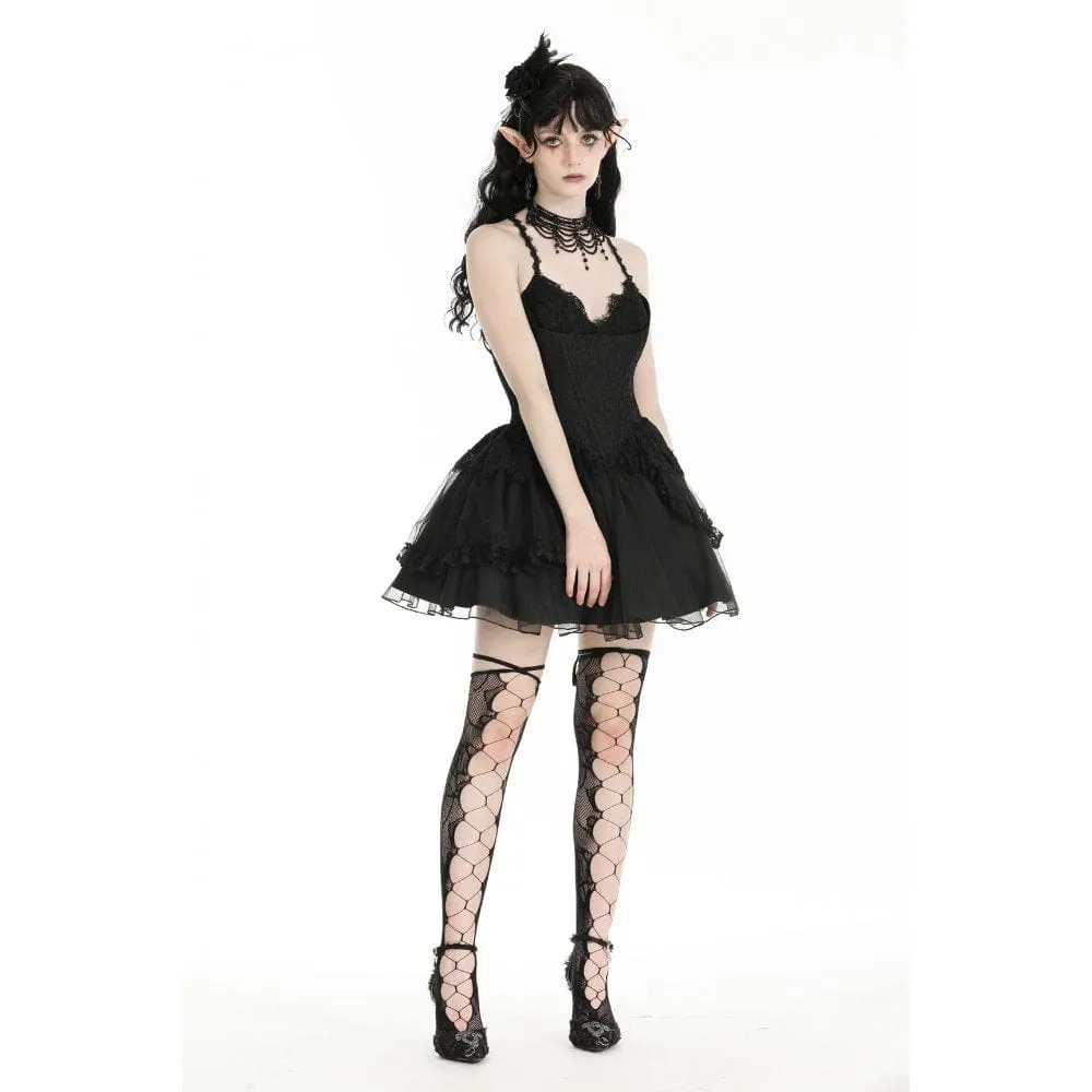 Women's Gothic Plunging Layered Party Slip Dress