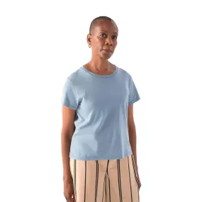 Women's Pima Cotton Slight Crop Crew Neck T-Shirt