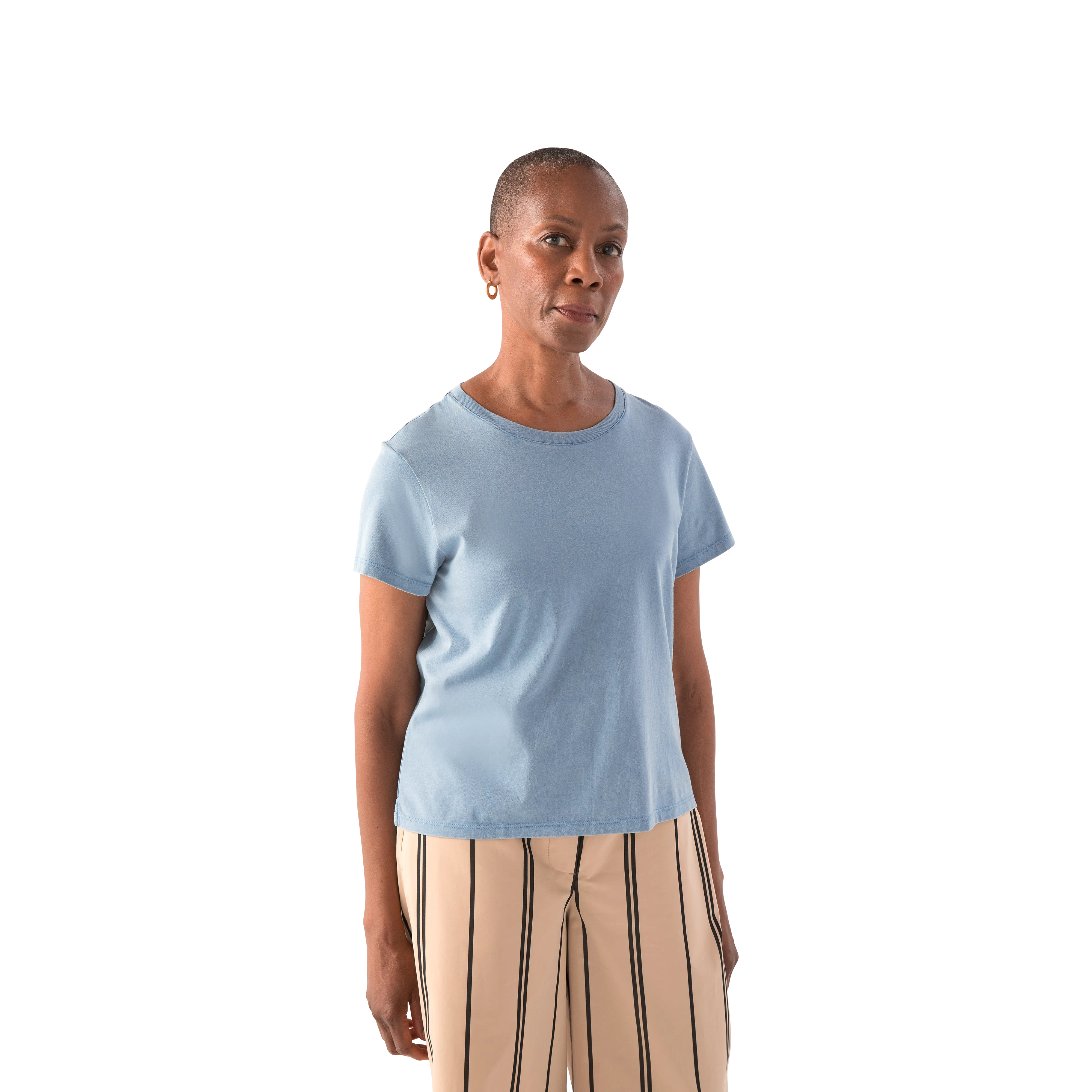 Women's Pima Cotton Slight Crop Crew Neck T-Shirt